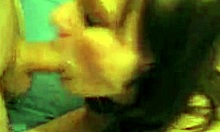 russian brunette beauty sucking big cock with piercing and being naughty