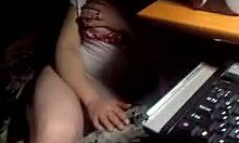 Thick Brunette Flashing Her Big Tits In The Dark