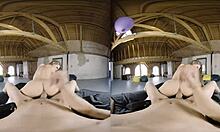 Blonde girlfriend rides big cock in cowgirl, socks on.