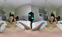 Vr Pov: Skinny Brunette Teen Rides And Blows Horny Couple In Bed