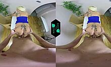 Sexy slutty blonde with heels gets fucked in VR experience
