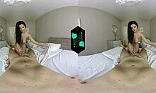 Brunette whore helps herself to mans cock boldly