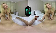 Vr blonde cutie in virtual reality experience