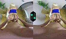 Sexy slutty blonde with heels gets fucked in VR experience