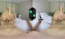 Vr blonde cutie in virtual reality experience