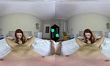 this redhead rides cock in vr, cumshot on tits