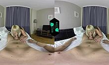 VR Experience with a Lusty Blonde Chick Riding and Sucking in POV Action