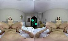 this redhead rides cock in vr, cumshot on tits
