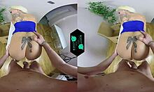 Sexy slutty blonde with heels gets fucked in VR experience