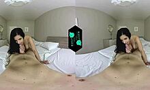 Brunette whore helps herself to mans cock boldly