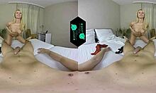 Vr blonde cutie in virtual reality experience