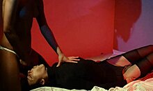 adria and tiffany strap on each other in stockings