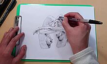 Two Beautiful Sexy Girls Sketch with Ballpoint Pen