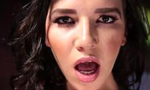 Man, this horny brunette Kendall slams a stiff toy cock like crazy!