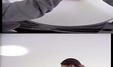 vr horny brunette climbs on top of her mans cock