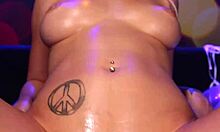 horny blonde stevie with tattoos rides her toy solo, naked and slutty with tan lines