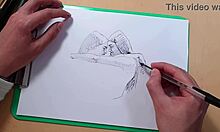 Two Beautiful Sexy Girls Sketch with Ballpoint Pen