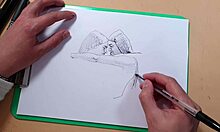 Two Beautiful Sexy Girls Sketch with Ballpoint Pen