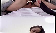 vr horny brunette climbs on top of her mans cock