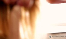 blonde teen moans 'can i ride this dildo harder?' in solo play