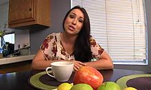 Dirty talking girlfriend jerks off her man's cock.