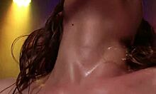 Oiled Brunette Aubrey Licking and Fingering Herself