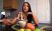 Dirty talking girlfriend jerks off her man's cock.