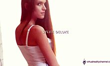 look at this brunette stimulate her clit with a dildo