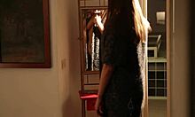 I watch this cute brunette teen finger herself on the bed