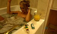 sensual blonde teen 18+ enjoying a solo bath, all by herself
