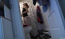 Girlfriend gets off in the shower while her BF waits. Can she finish before he notices?