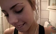 Girlfriend gets off in the shower while her BF waits. Can she finish before he notices?