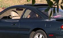 This horny petite teen 18+ rides big cock and gives blowjob outdoors!