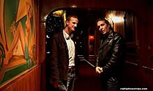 young teen blonde getting a mouthful of hard cock in stockings