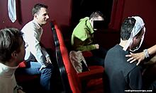 Tanned teen stripper sucks cock after show