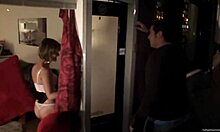 Big guy receives sensual blowjob from stranger in stockings and heels