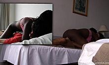 Black girlfriend enjoys oral with white partner