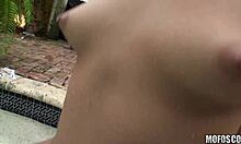 Luscious Babe Rides Cock by Pool