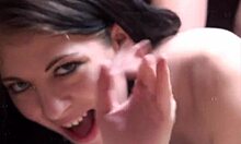 lusty brunette with tattoo getting sucked and penetrated in doggystyle on bed