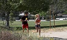 Fitness Couple Indulges in Outdoor Blowjob Before Intense Fucking Session