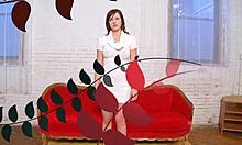 LAZY ATTRACTIVE PRINCESS ROLLING ON THE COUCH, STRIPTEASE WITH BIG TITS AND ASS!