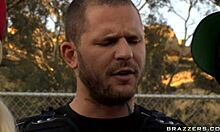 Angelina And Bridgette In Outdoor Threesome With Blowjob And Moaning