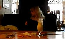 Hey, watch this horny Russian blonde ride cock with saggy tits!