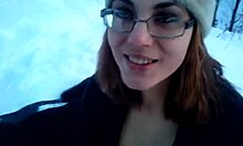 Cute Redhead Wearing Glasses Enjoys Nature Time Blowjob