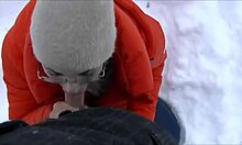 Cute Girl in Glasses Gives Outdoor Blowjob in Woods