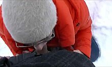 Cute Girl in Glasses Gives Outdoor Blowjob in Woods