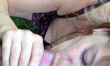 russian shy girl gives outdoor blowjob in clothes, so cute and hot...