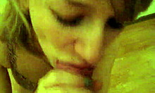 Hey, watch this redhead grab a cock and start sucking it quick.