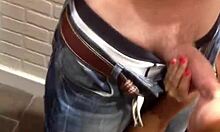 In The Bathroom, A Blonde Cocksucker Skillfully Pleases Her Man With Her Mouth