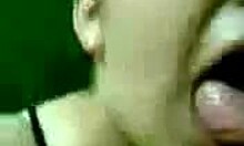 Slutty brunette expertly sucks her man’s cock in a steamy homemade POV clip